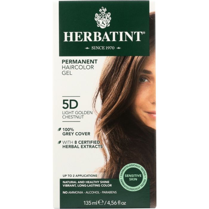A Product Photo of Herbatint 5D Light Golden Chestnut Permanent Hair Color Gel
