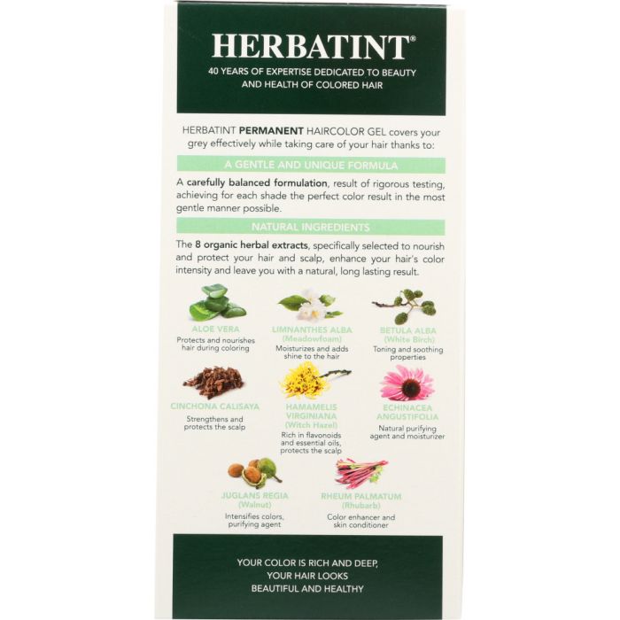 Back of the Box Photo of Herbatint 5M Light Mahogany Chestnut Permanent Hair Color Gel
