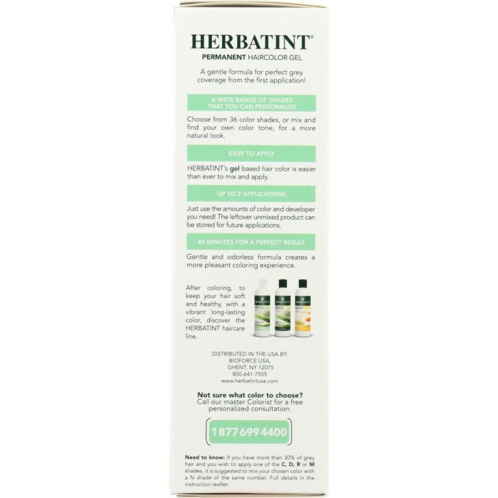 Side Label Photo of Herbatint 8C Ash Blonde Lite Permanent Hair Color Gel