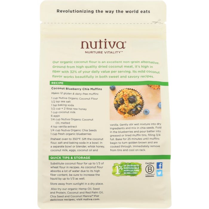 Back photo of Nutiva Organic Coconut Flour Gluten-Free