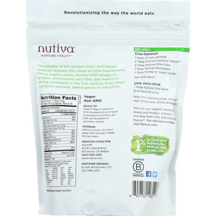 Back photo of Nutiva Organic Chia Seed Black