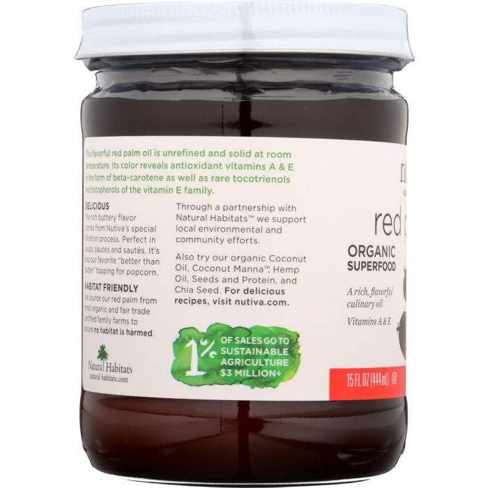 Side photo of Nutiva Organic Red Palm Oil Unrefined