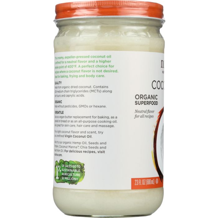 Side photo of Nutiva Organic Coconut Oil Refined