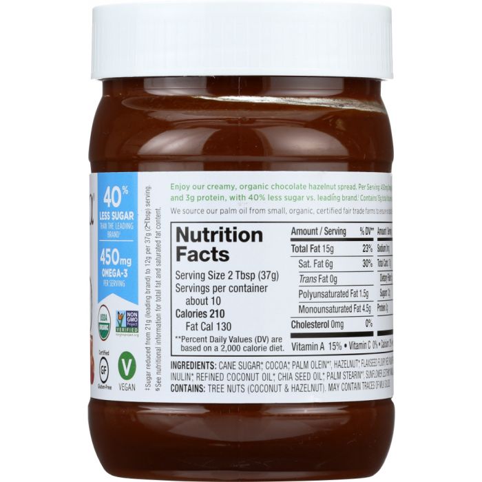 Nutrition label photo of Nutiva Organic Hazelnut Spread Classic