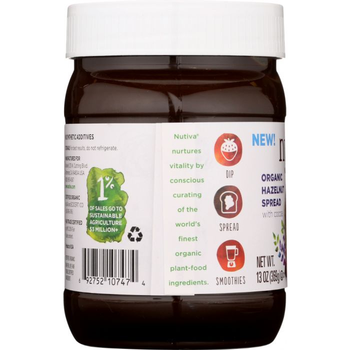 Description label photo of Nutiva Organic Hazelnut Spread Dark 