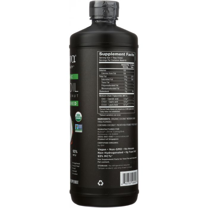 Supplement label photo of Nutiva Organic Mct Oil