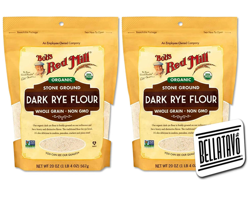 Bobs Red Mill Organic Dark Rye Flour (Two-20oz) and BELLATAVO Cookie Recipe Card!