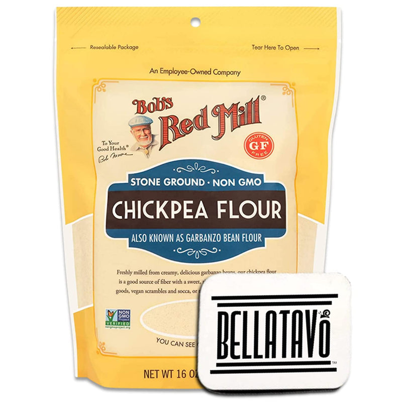Gluten Free Stone Ground Chickpea Flour Bundle. Includes One-16 Oz Bag of Bobs Red Mill Chickpea Flour plus a BELLATAVO Ref Magnet! Chickpea Flour is also known as Garbanzo Bean Flour!