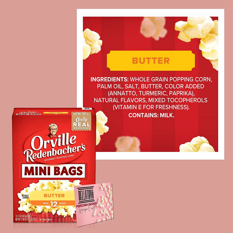 Orville Redenbachers Butter Popcorn in Mini Bags (17.98oz) and a BELLATAVO Recipe Card