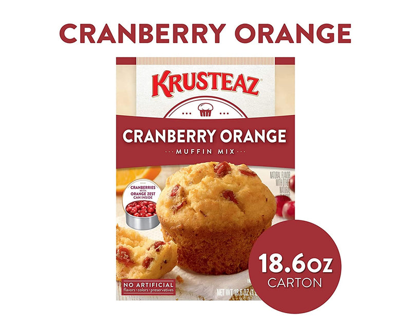 Krusteaz Cranberry Orange Muffin Mix with Cranberries and Orange Zest Can (Two-18.6 Oz) Plus a BELLATAVO Ref Magnet!