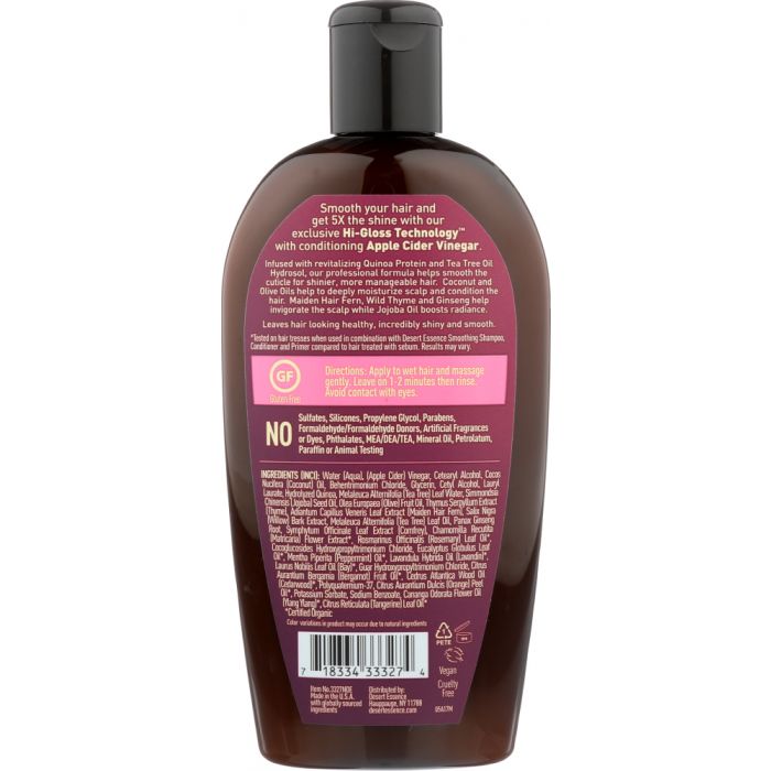 A back photo of Desert Essence Smoothing Conditioner