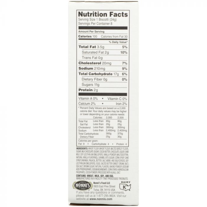 Nutritional Label  Photo of Nonni's Salted Caramel Biscotti