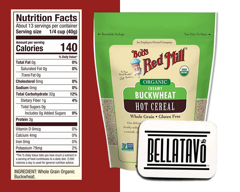 Bobs Red Mill Organic Creamy Buckwheat Hot Cereal (18oz) & BELLATAVO Ref Magnet!