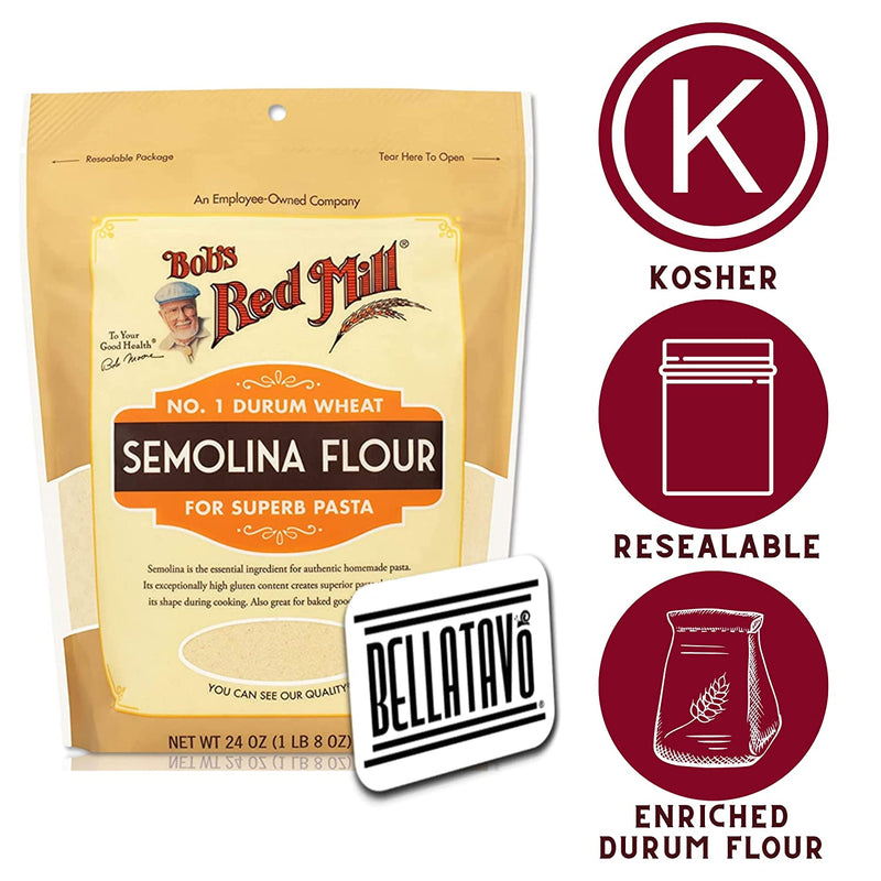 Bobs Red Mill Semolina Flour (24oz) & BELLATAVO Recipe Card