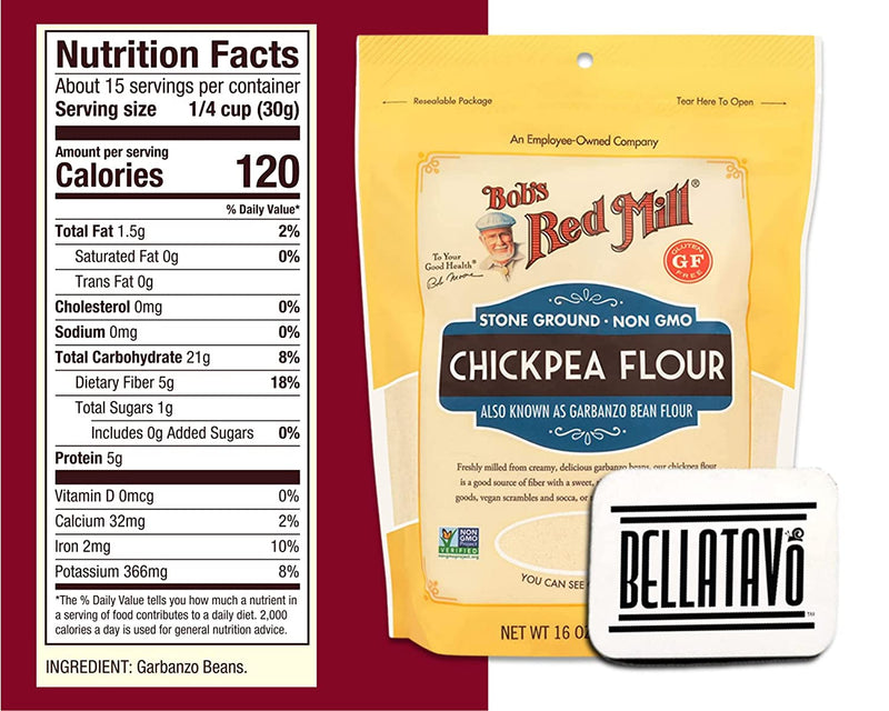 Bobs Red Mill Chickpea Flour (Two-16oz) & Bellatavo Ref Magnet