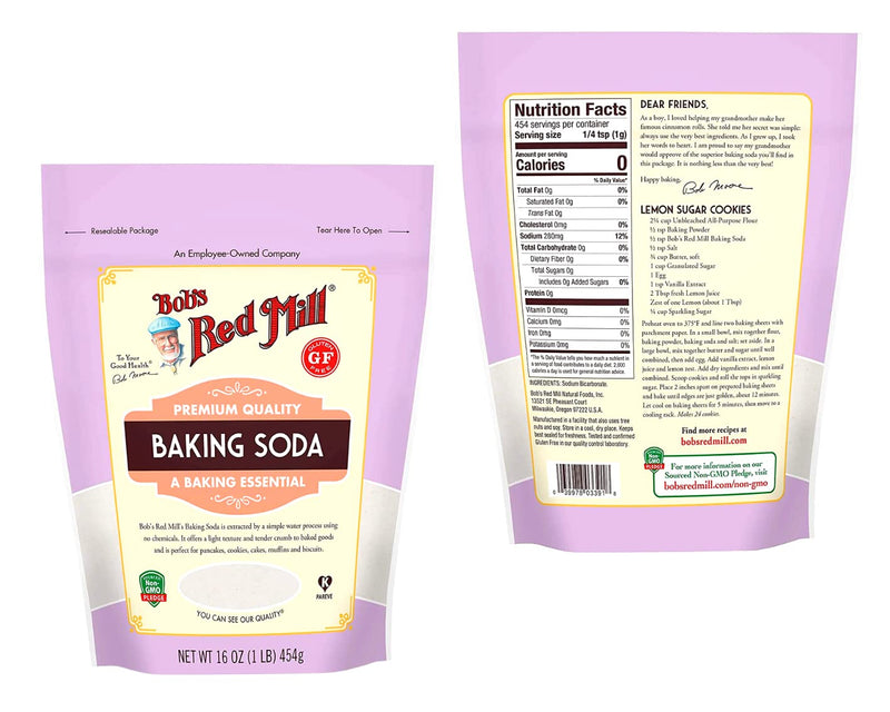 Bobs Red Mill Double Acting Baking Powder (14oz) and Bobs Red Mill Baking Soda (16oz) plus BELLATAVO Recipe Card!