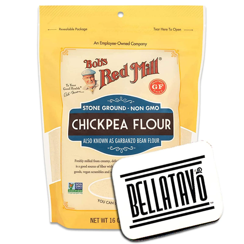 Gluten Free Stone Ground Chickpea Flour Bundle. Includes One-16 Oz Bag of Bobs Red Mill Chickpea Flour plus a BELLATAVO Ref Magnet! Chickpea Flour is also known as Garbanzo Bean Flour!