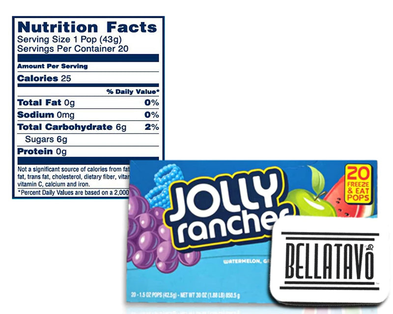 Jolly Rancher Freezer Pops (20 Count Each Box) Plus a BELLATAVO Fridge Magnet