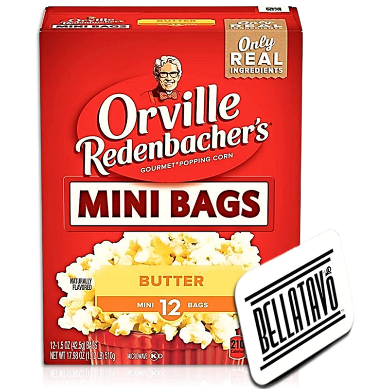 Orville Redenbachers Butter Popcorn in Mini Bags (17.98oz) and a BELLATAVO Recipe Card