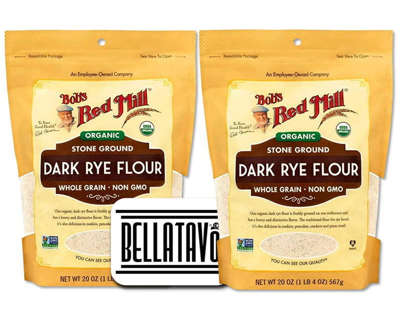 Bobs Red Mill Organic Dark Rye Flour (Two-20oz) and BELLATAVO Cookie Recipe Card!