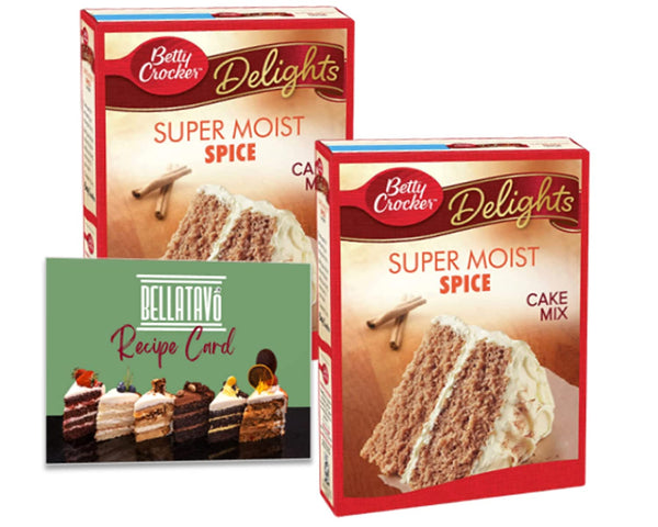 Betty Crocker Delights Super Moist Spice Cake Mix (Two-15.25oz) & BELLATAVO Recipe Card!