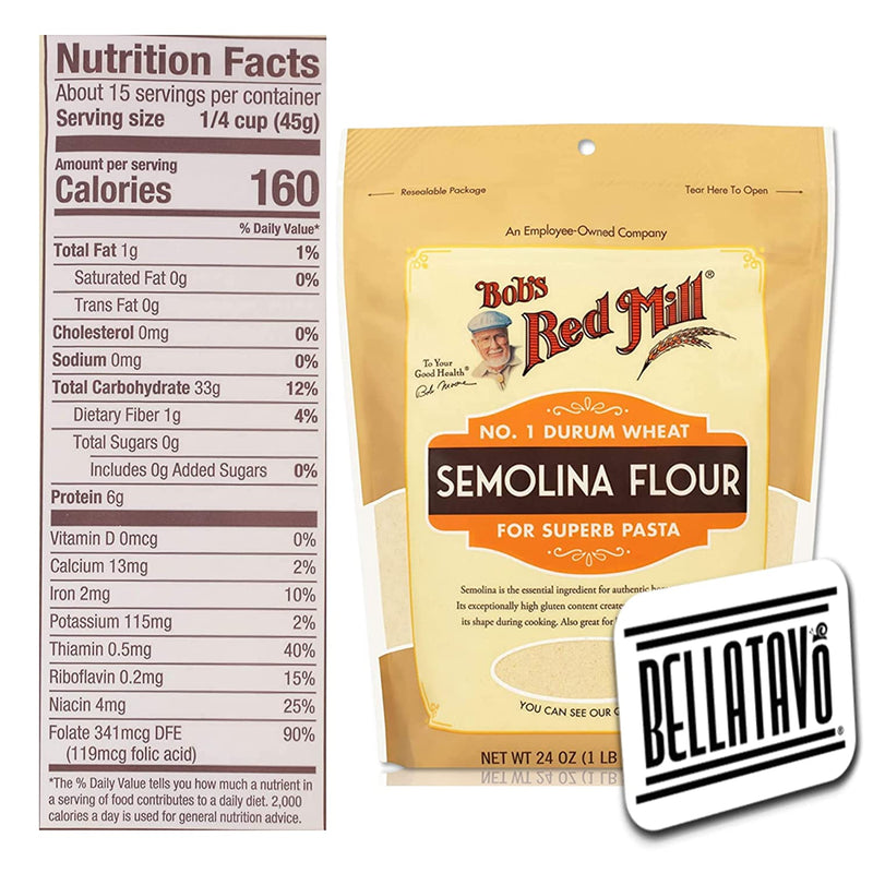 Bobs Red Mill Semolina Flour (24oz) & BELLATAVO Recipe Card