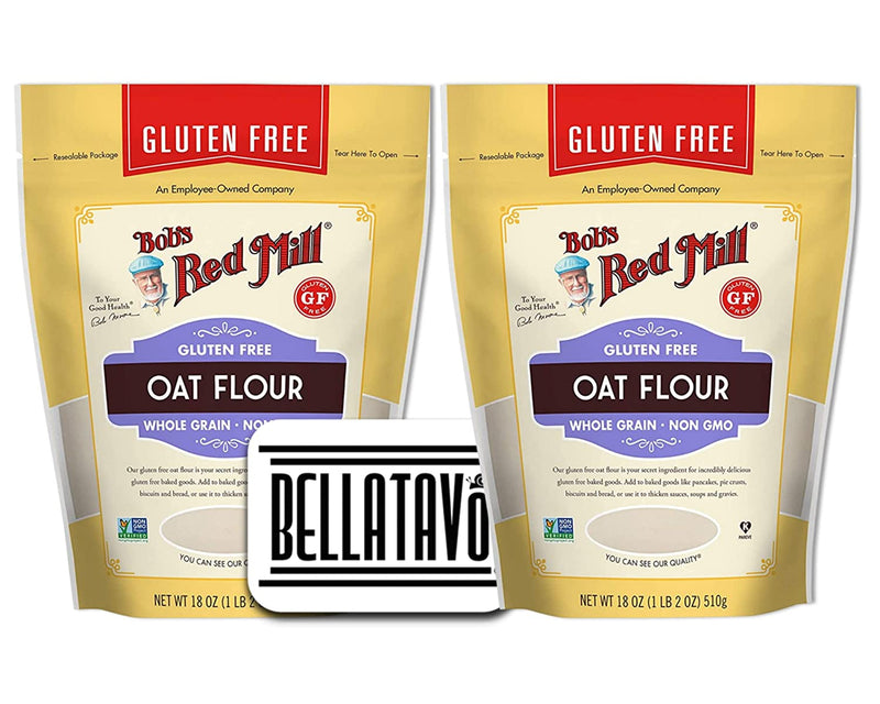 Bobs Red Mill Gluten Free Oat Flour Plus (Two-18oz) & BELLATAVO Recipe Card