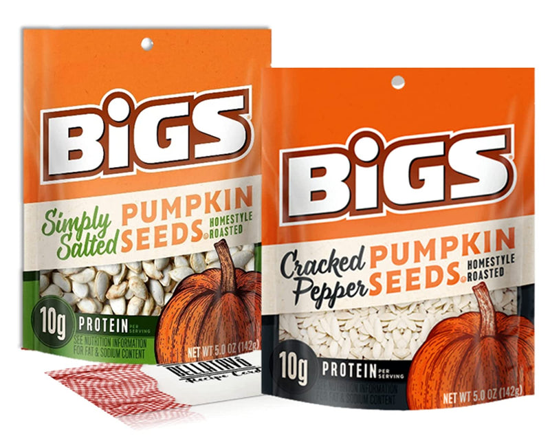 Bigs Simply Salted and Cracked Pepper Pumpkin Seeds (Two-5oz) Plus a BELLATAVO Recipe Card