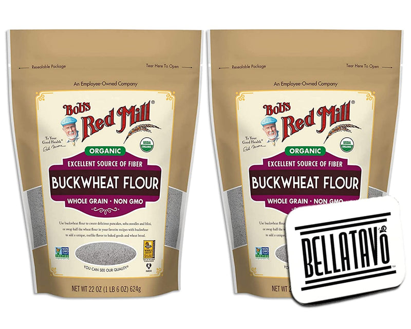 Buckwheat Flour Bundle. Includes Two-22oz Bag of Bobs Red Mill Organic Buckwheat Flour and a BELLATAVO Ref Magnet! Bobs Red Mill Buckwheat Flour is Made from Whole Grain & is Non GMO!