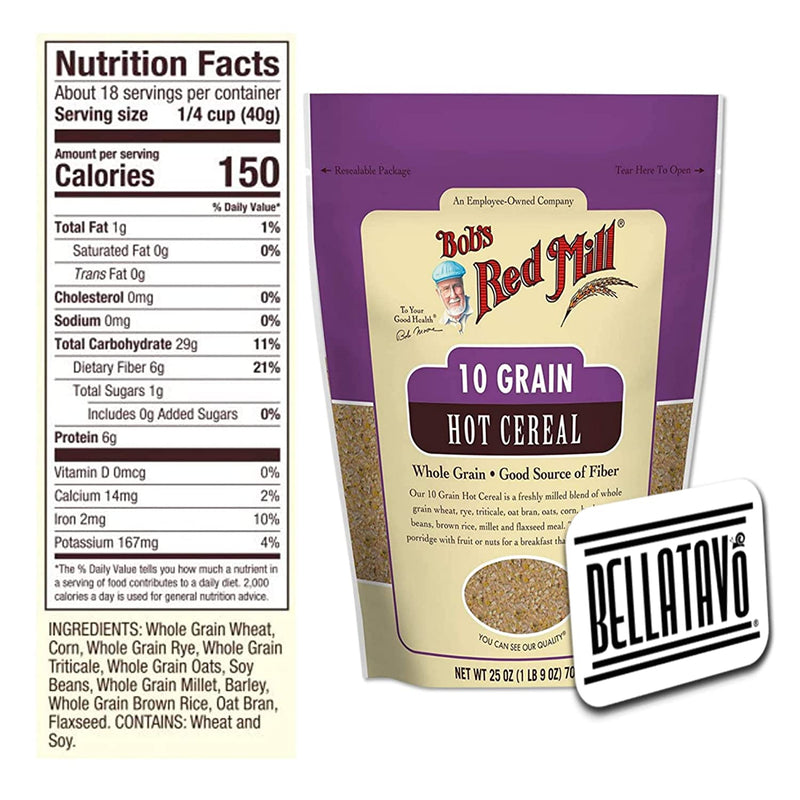 Bobs Red Mill 10 Grain Hot Cereal (25oz) and a BELLATAVO Recipe Card