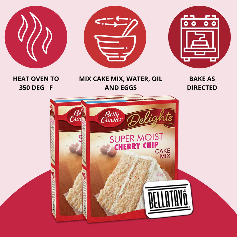 Betty Crocker Super Moist Cherry Chip Cake Mix (Two-15.25oz) and a BELLATAVO Ref Magnet