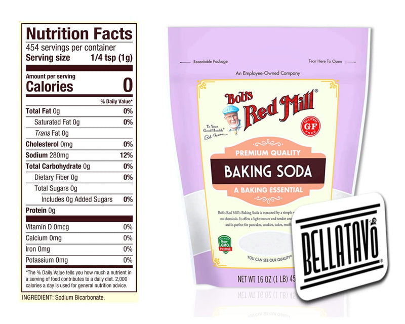 Bobs Red Mill Double Acting Baking Powder (14oz) and Bobs Red Mill Baking Soda (16oz) plus BELLATAVO Recipe Card!