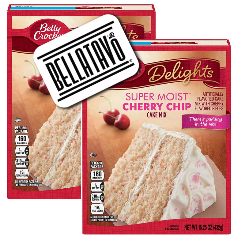 Betty Crocker Super Moist Cherry Chip Cake Mix (Two-15.25oz) and a BELLATAVO Ref Magnet