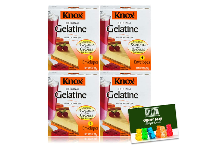 Knox Unflavored Gelatin (Four-1oz) & BELLATAVO Gummy Bear Recipe Card