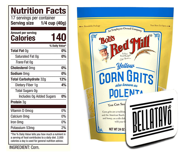 Bob's Red Mill Yellow Corn Grits/Polenta (Two-24 oz) and BELLATAVO Ref Magnet