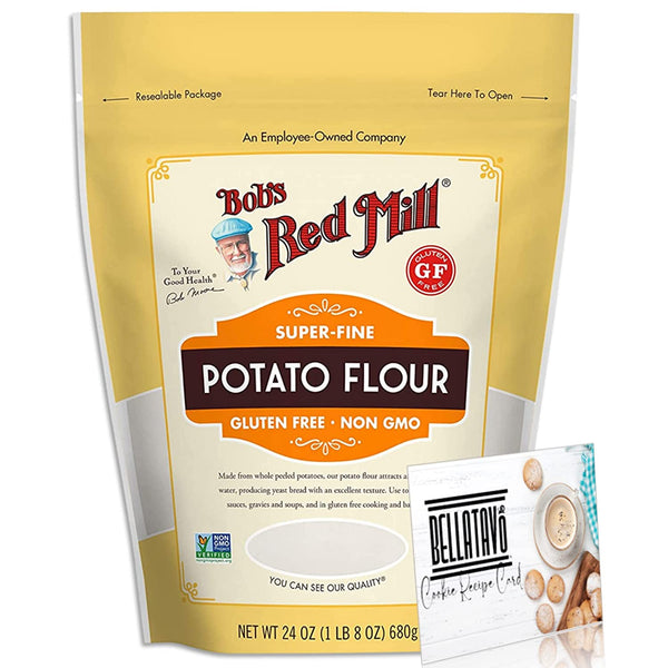 Bobs Red Mill Gluten Free Potato Flour (24oz) and a BELLATAVO Recipe Card