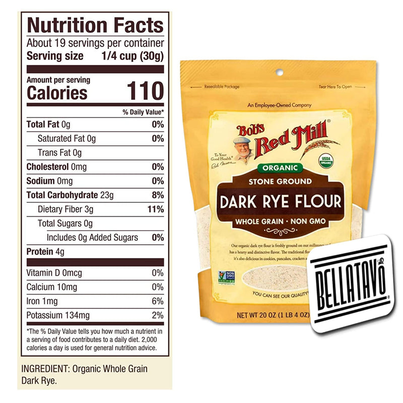 Bobs Red Mill Organic Dark Rye Flour (20 Oz) & BELLATAVO Ref Magnet