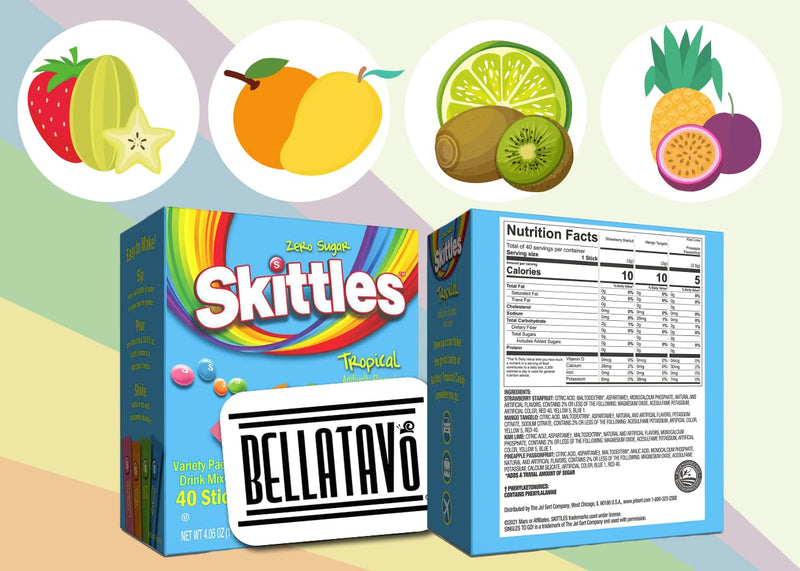 Tropical Skittles Singles To Go Variety Drink Mix & BELLATAVO Ref Magnet