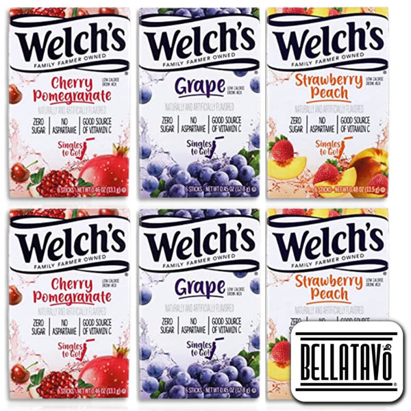 Welchs Singles To Go Variety Pack Drink Mix (6 Boxes) and a BELLATAVO Fridge Magnet