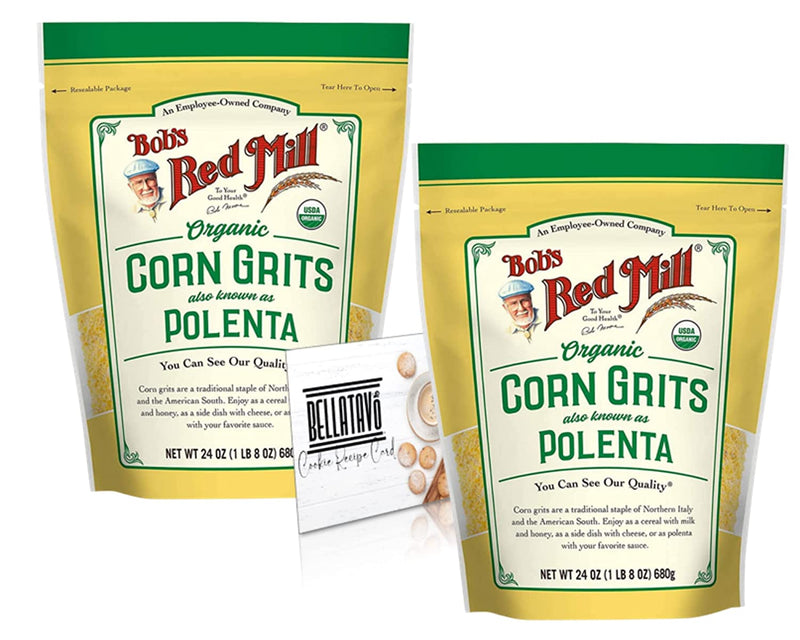 Bobs Red Mill Organic Corn Grits/Polenta (Two-24oz) and BELLATAVO Recipe Card