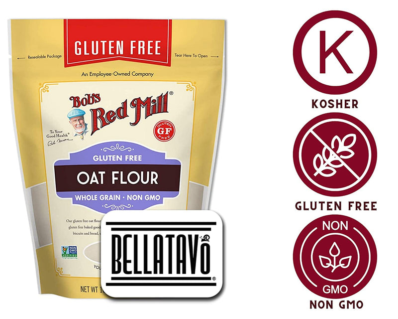 Bobs Red Mill Gluten Free Oat Flour Plus (Two-18oz) & BELLATAVO Recipe Card