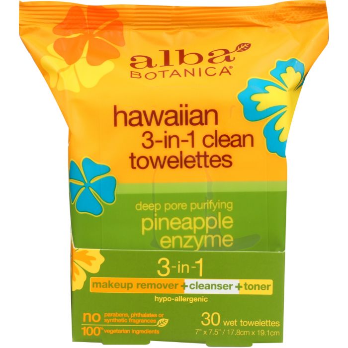 Product photo of Alba Botanica Hawaiian 3-in-1 Clean Towelettes