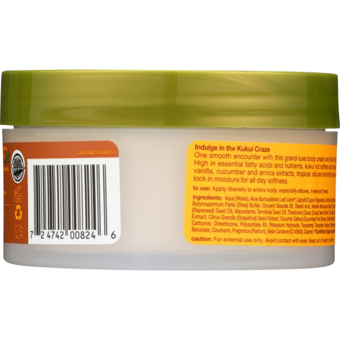Ingredients label photo of Alba Botanica Hawaiian Body Cream Kukui Nut