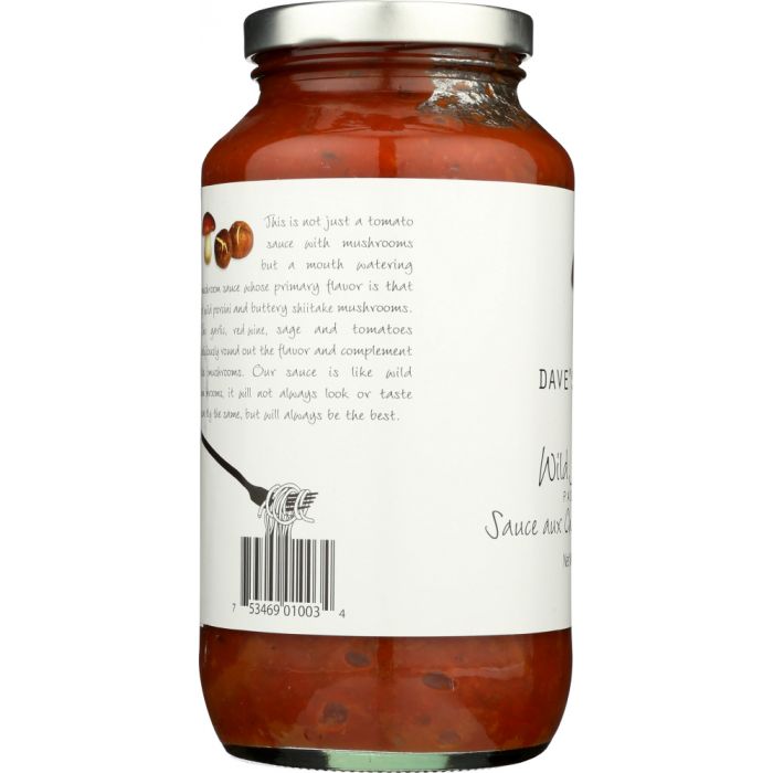 Side Label Photo of Dave's Gourmet Wild Mushroom Pasta Sauce