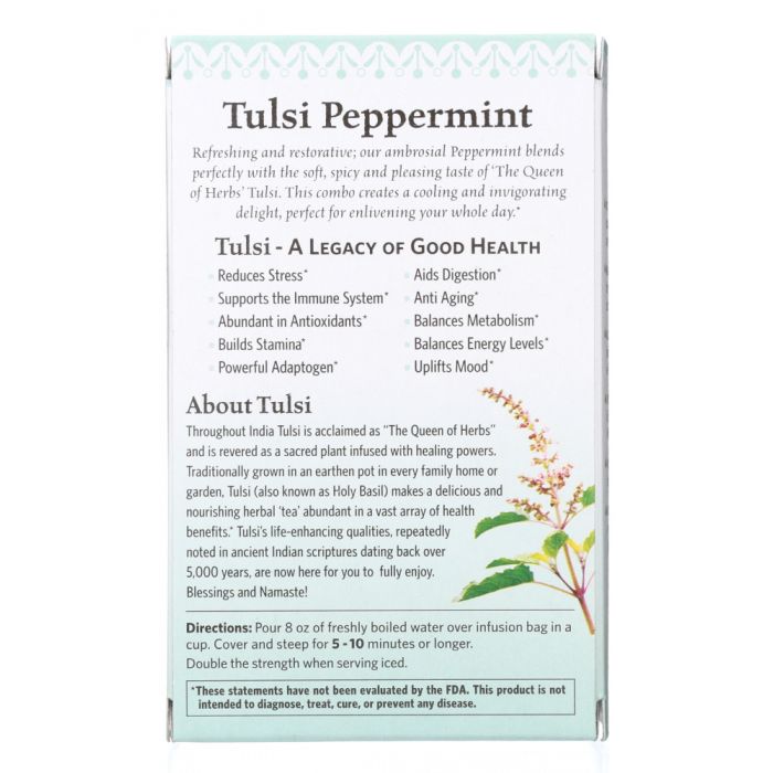 Direction label photo of Organic India Tea Tulsi Peppermint