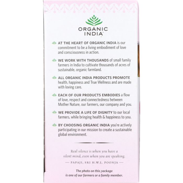 Description label photo of Organic India Tea Tulsi Sweet Rose