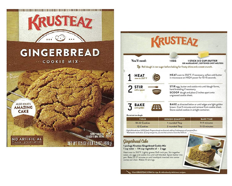 Gingerbread Cookie Mix Bundle. Includes Two-17.5 Oz Boxes of Krusteaz Gingerbread Cookie Mix Plus a BELLATAVO Recipe Card! Also Perfect as Gingerbread Cake Mix! The Perfect Christmas Cookies!