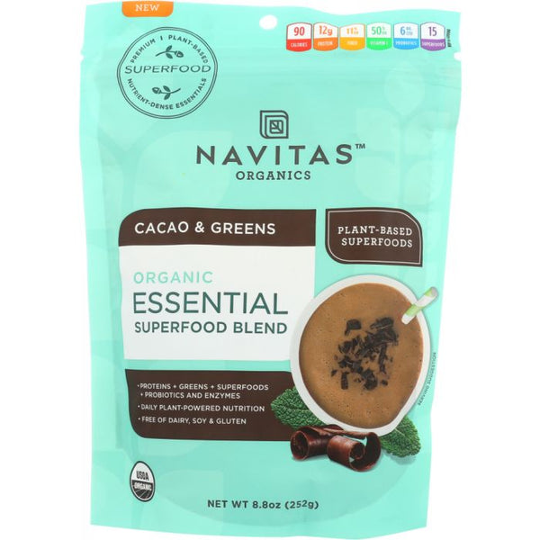 A Product Photo of Navitas Organics Organic Cacao Cacao and Greens Organic Essential Blend (8.8 oz)
