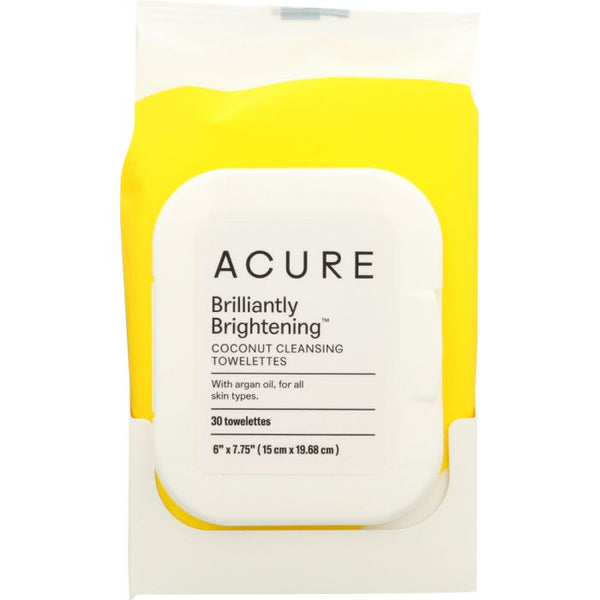 A Product Photo of Acure Brilliantly Brightening Coconut Cleansing Towelettes