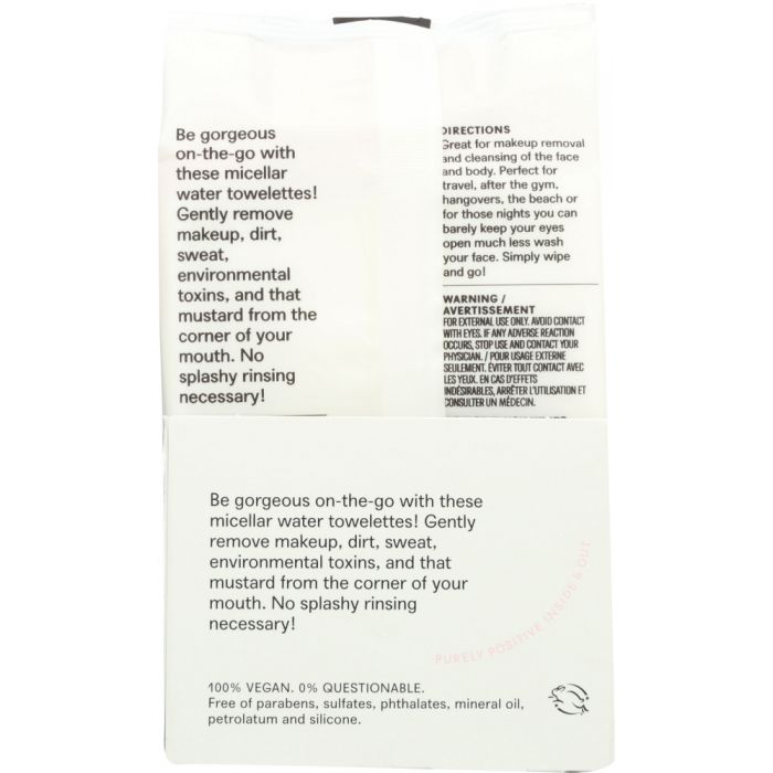 Back Packaging Photo of Acure Seriously Soothing Micellar Water Cleansing Towelettes